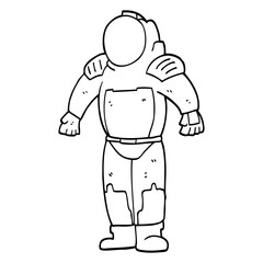 black and white cartoon space man