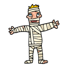 grunge textured illustration cartoon man in bandages