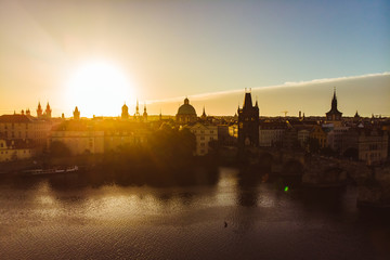 sunrise in prague. beginning of new day