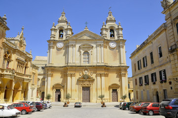  Cathedral of Saint Paul  in Mdina, Malta - obrazy, fototapety, plakaty