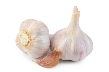 Fresh garlic closeup isolated on white background