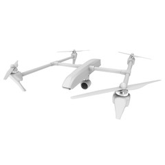 Remote control air drone. Dron flying. 3d render isolated on white