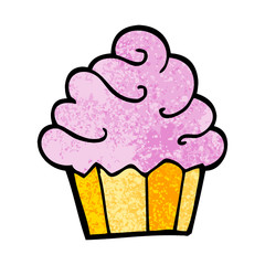 grunge textured illustration cartoon cupcake