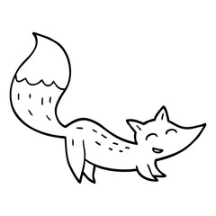 black and white cartoon happy fox