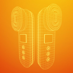 Electric lifting anti aging facial skin massage machine. Massager device wireframe low poly mesh vector illustration