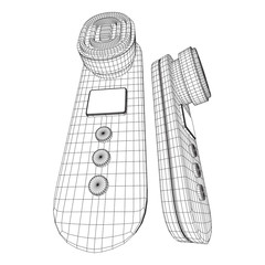 Electric lifting anti aging facial skin massage machine. Massager device wireframe low poly mesh vector illustration