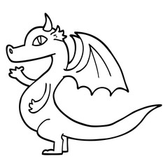 cute black and white cartoon dragon