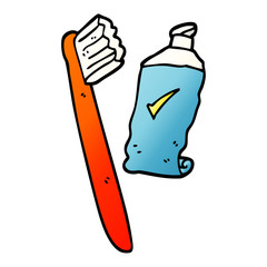 vector gradient illustration cartoon tooth brush and paste