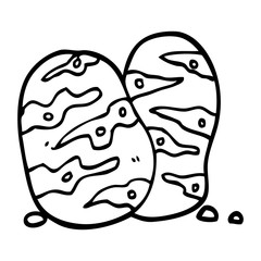 black and white cartoon potatoes