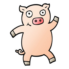 vector gradient illustration cartoon dancing pig