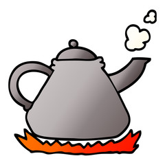 vector gradient illustration cartoon kettle on stove