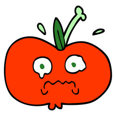 hand drawn doodle style cartoon of a sad apple