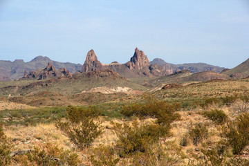 Naklejka na ściany i meble Mule’s Ears rock formation in the Big Bend National Park in West Texas, USA