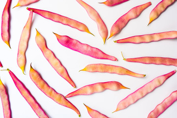 Purple beans on a pile, organic healthy food