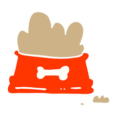 flat color illustration cartoon dog food bowl