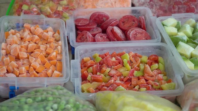 A raw food diet. Frozen vegetables. Healthy freezer food and meals