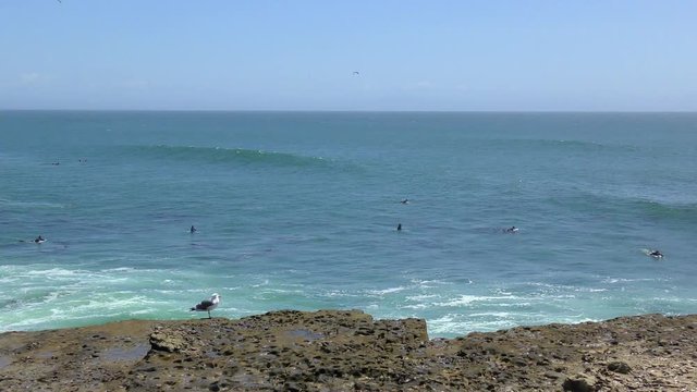 Santa Cruz, Steamer Lane West Side, California, USA. Steamer Lane is a famous surfing location in Santa Cruz, California.