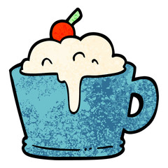 grunge textured illustration cartoon fancy mocha coffee