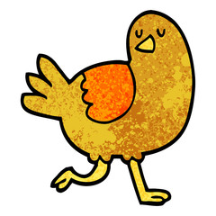 grunge textured illustration cartoon bird running
