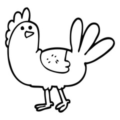 black and white cartoon chicken