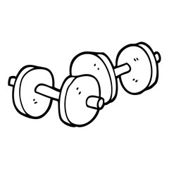 black and white cartoon pair of dumbbells