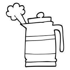 black and white cartoon kettle