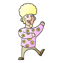 vector gradient illustration cartoon dancing 70s man