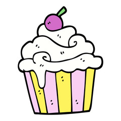 hand drawn doodle style cartoon cup cake