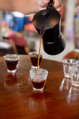 glass of coffee on table