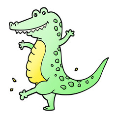 vector gradient illustration cartoon dancing crocodile