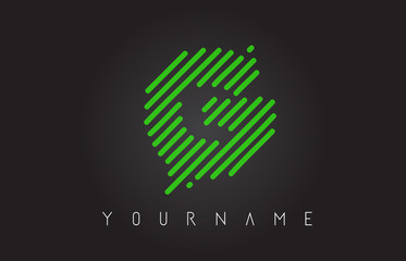 G Letter Logo Design with Neon Green Lines