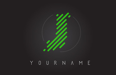J Letter Logo Design with Neon Green Lines
