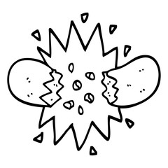 black and white cartoon exploding sausage