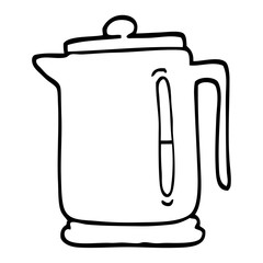 black and white cartoon kettle