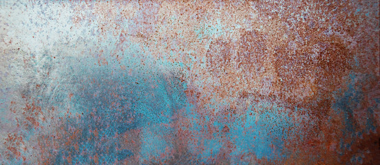 Rust  metal textured wall background with scratches.  Dark  grunge board