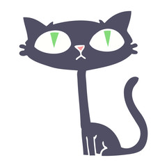 flat color illustration cartoon halloween black cat