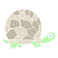 flat color illustration cartoon tortoise