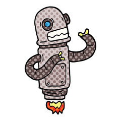 comic book style cartoon flying robot