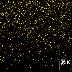 Golden glitter sparkle bubbles champagne particles stars on black background,happy new year holiday concept