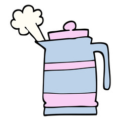 hand drawn doodle style cartoon kettle