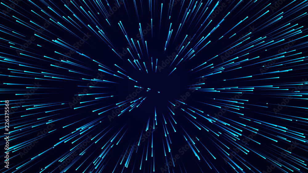 Poster Abstract circular speed background. Starburst dynamic lines pattern. Abstract data flow background. 3D rendering.