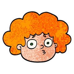 grunge textured illustration cartoon big hair boy
