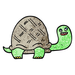 grunge textured illustration cartoon happy turtle