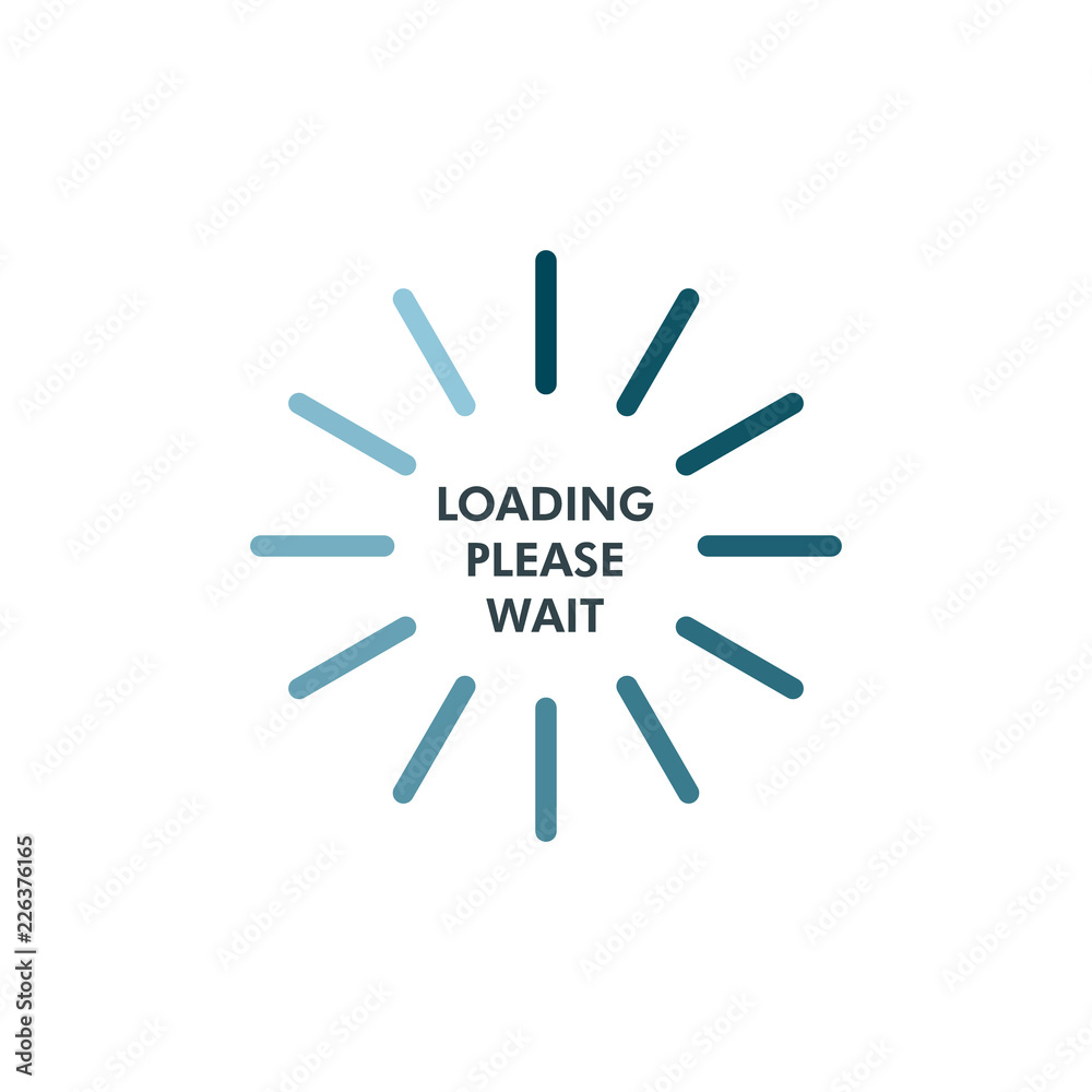 Fototapete Loading icon in modern design and colors with loading please wait text in the middle.