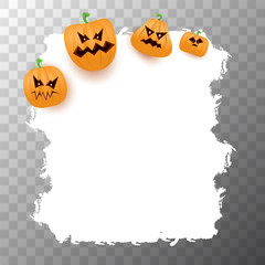 Halloween web white grunge cartoon Banner or poster with Halloween scary pumpkins isolated on transparent background . Funky kids Halloween banner with space for greeting text or sale