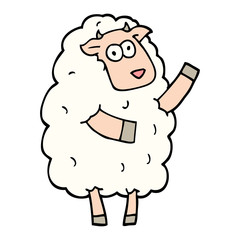 hand drawn doodle style cartoon sheep