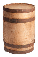 Obraz premium Old wooden barrel isolated on white