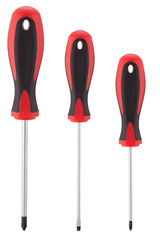 Three screwdriver isolated on white