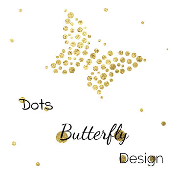 Vector golden design with dots and butterfly
