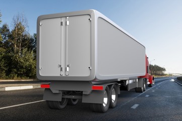 Truck on the road,3d render.